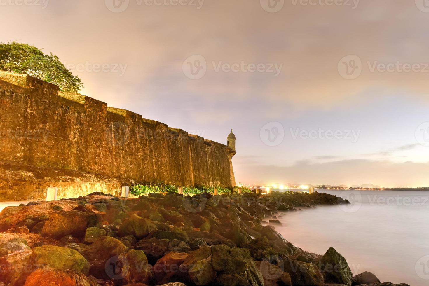 Castillo San Felipe del Morro also known as Fort San Felipe del Morro or Morro Castle at dusk. It is a 16th-century citadel located in San Juan, Puerto Rico. photo