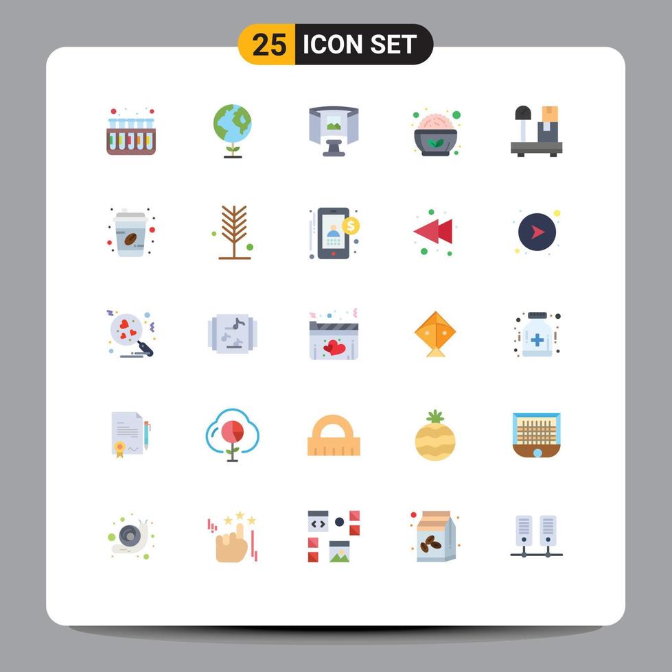 Universal Icon Symbols Group of 25 Modern Flat Colors of weight box glasses salad bowl healthy Editable Vector Design Elements