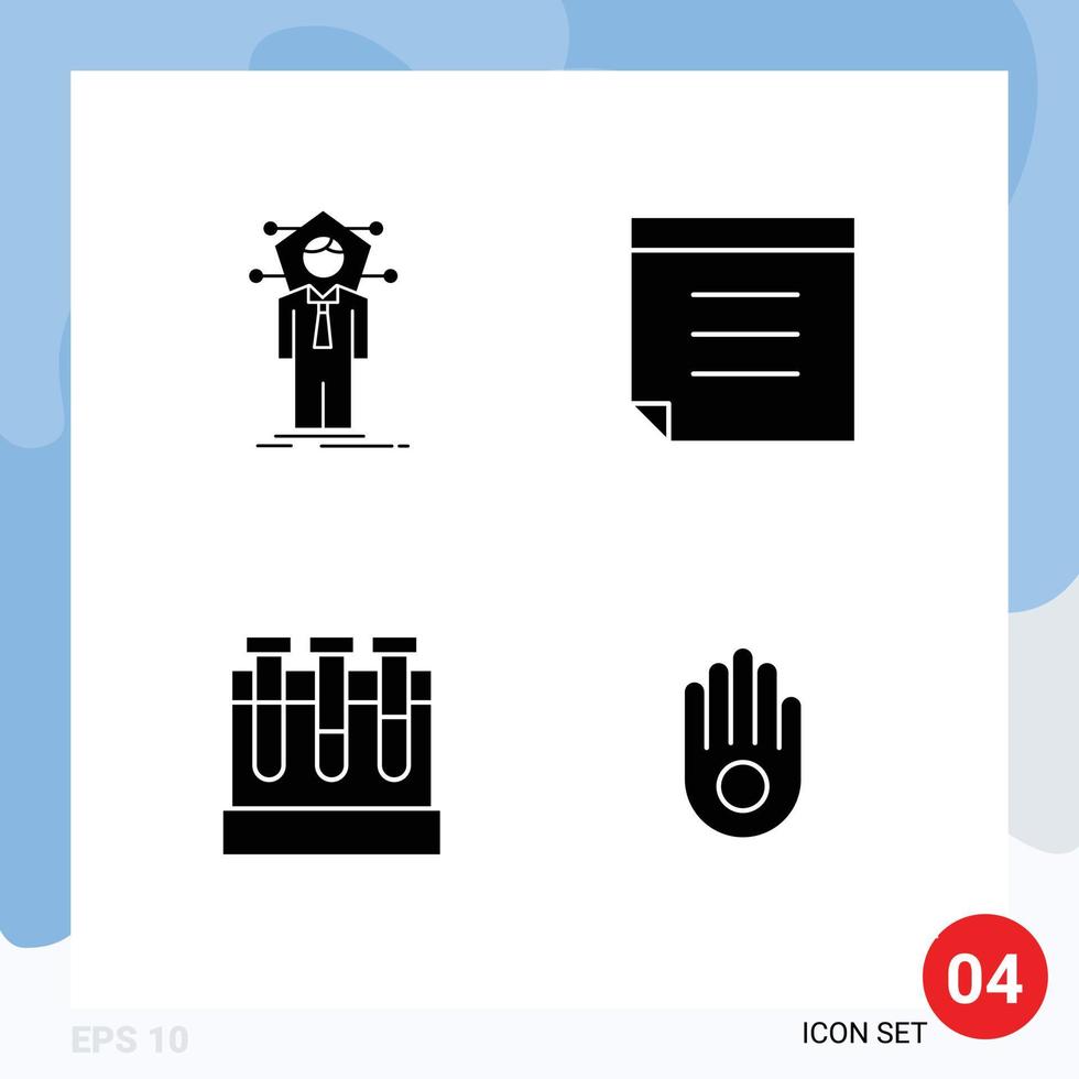 Pictogram Set of 4 Simple Solid Glyphs of business test network text gesture Editable Vector Design Elements
