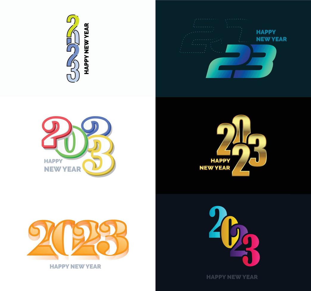 gran conjunto de 2023 feliz año nuevo diseño de texto de logotipo plantilla de diseño de número 2023 vector