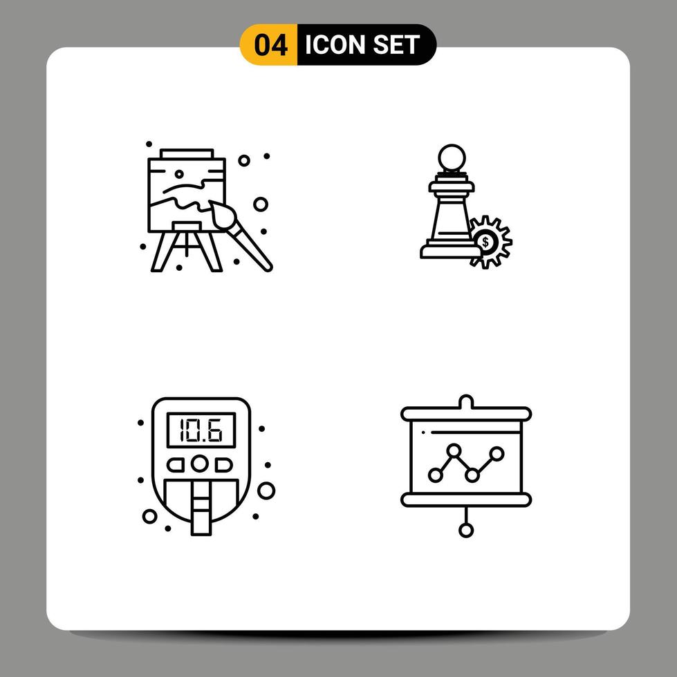 Modern Set of 4 Filledline Flat Colors and symbols such as easel medical paint strategy test Editable Vector Design Elements