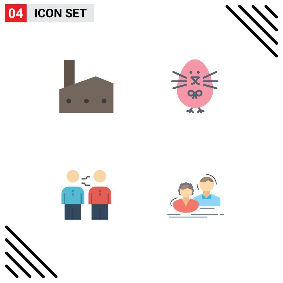 Set of 4 Commercial Flat Icons pack for factory partnership industry easter business Editable Vector Design Elements