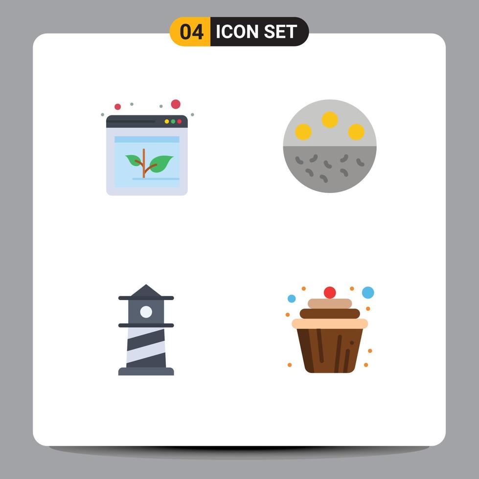 Mobile Interface Flat Icon Set of 4 Pictograms of arrow beach increase mineral house Editable Vector Design Elements