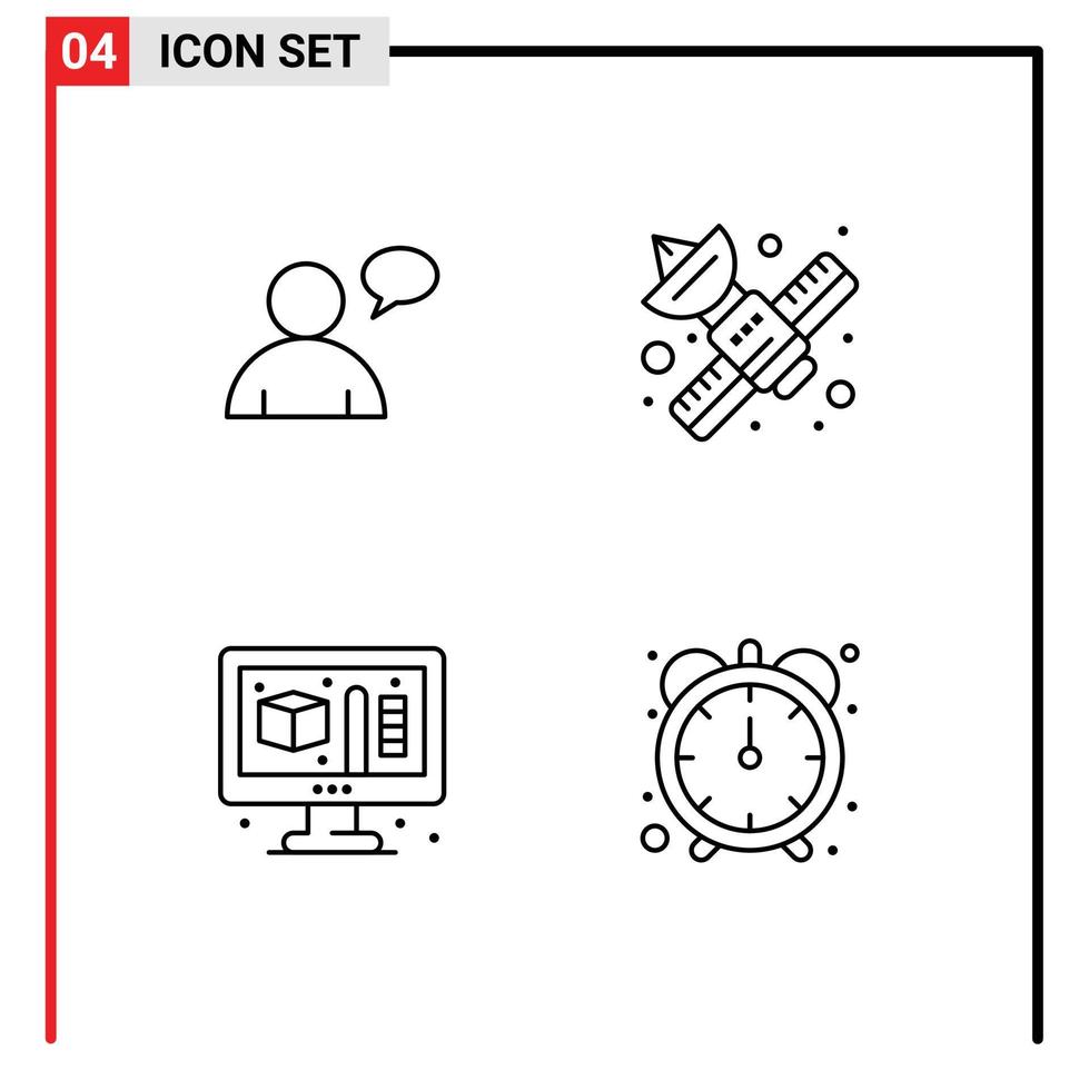 Group of 4 Filledline Flat Colors Signs and Symbols for basic process communication satellite efficiency Editable Vector Design Elements