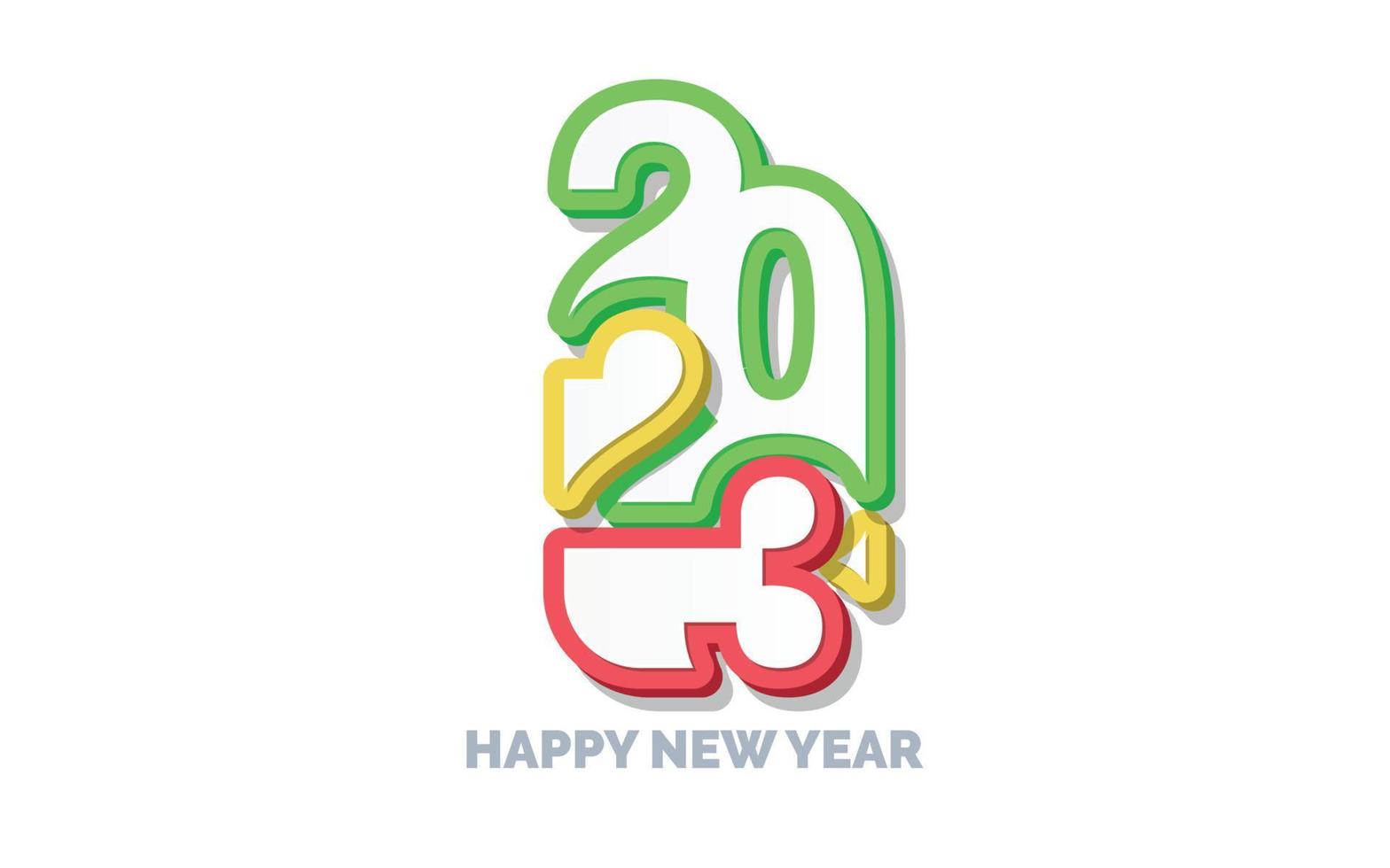 Diseño de logotipo 3d feliz año nuevo 2023 vector