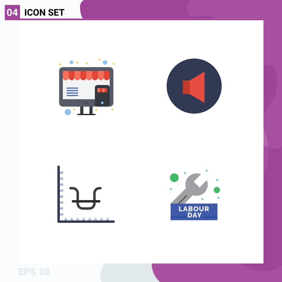 Flat Icon Pack of 4 Universal Symbols of buy graph marketing volume day Editable Vector Design Elements