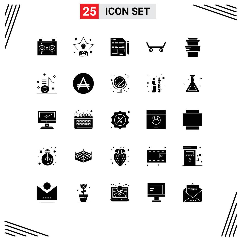 25 iconos creativos, signos y símbolos modernos de estudio, deporte, estudiante, monopatín, lápiz, elementos de diseño vectorial editables vector