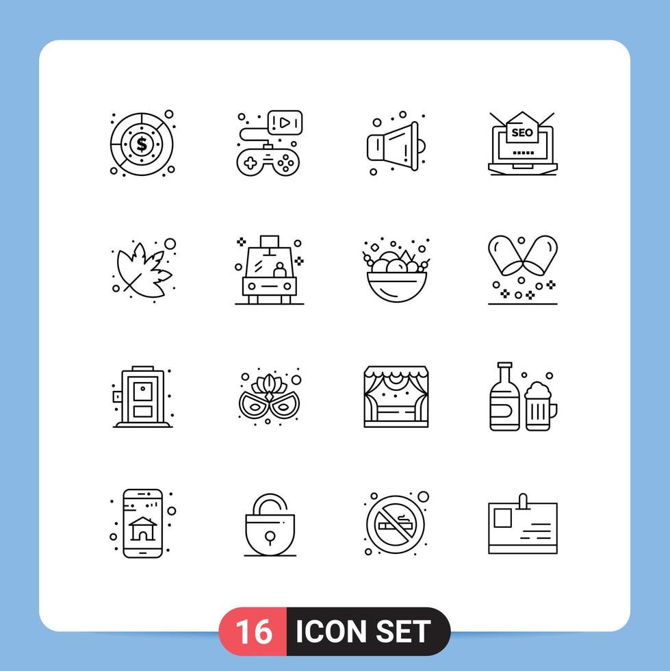 paquete de iconos de vector de stock de 16 signos y símbolos de línea para configuración de juego de video de correo de hoja elementos de diseño de vector editable seo