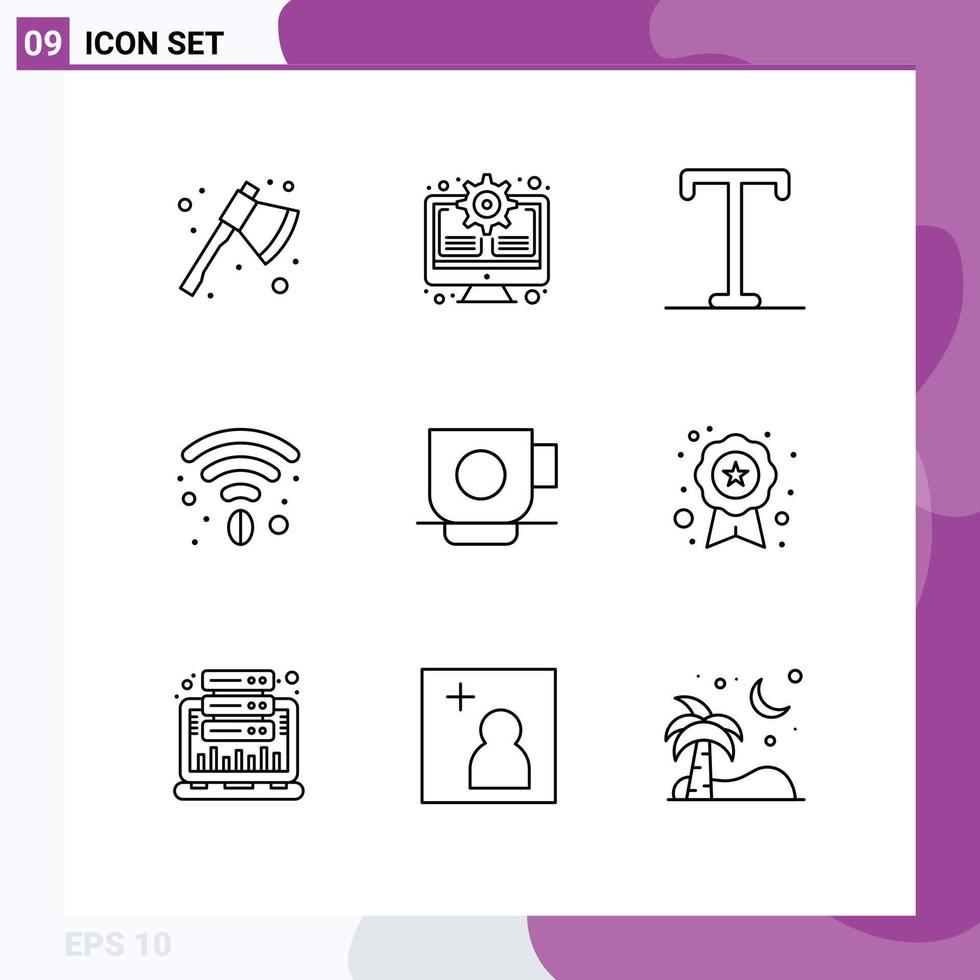 Modern Set of 9 Outlines Pictograph of finance coffee bold business coffee Editable Vector Design Elements