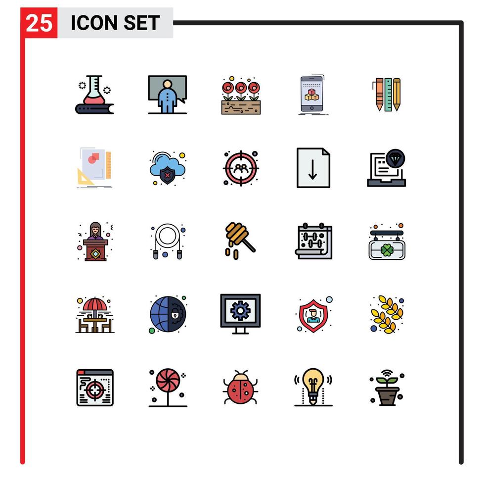 paquete de iconos de vector de stock de 25 signos y símbolos de línea para elementos de diseño de vector editables de planta de caja de persona de cubo de producto