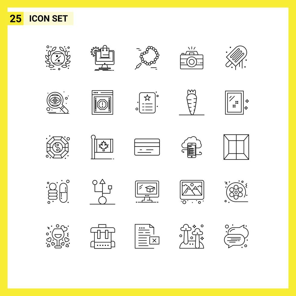 Stock Vector Icon Pack of 25 Line Signs and Symbols for beach photo services image praying Editable Vector Design Elements