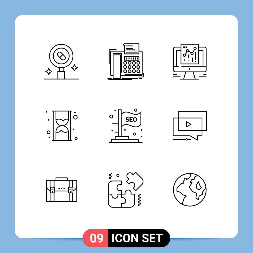 9 Creative Icons Modern Signs and Symbols of shopping hour telefax glass google Editable Vector Design Elements