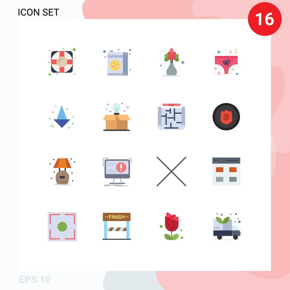 16 iconos creativos, signos y símbolos modernos de flecha completa, ropa interior viva, amor, paquete editable de elementos creativos de diseño de vectores. vector