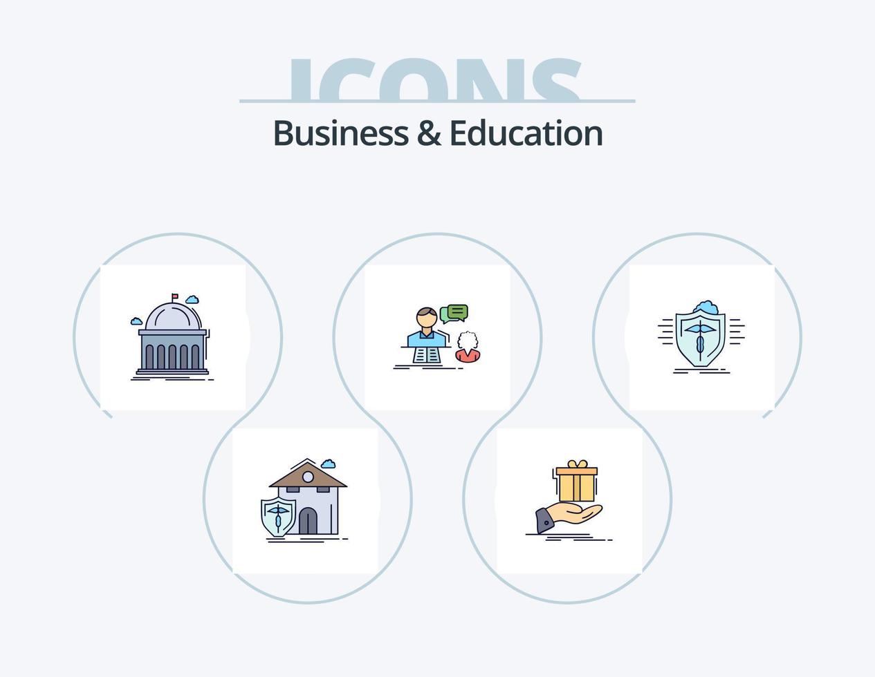 paquete de iconos llenos de línea de negocios y educación 5 diseño de iconos. montañas. explorar. negocio. seguridad. seguro vector