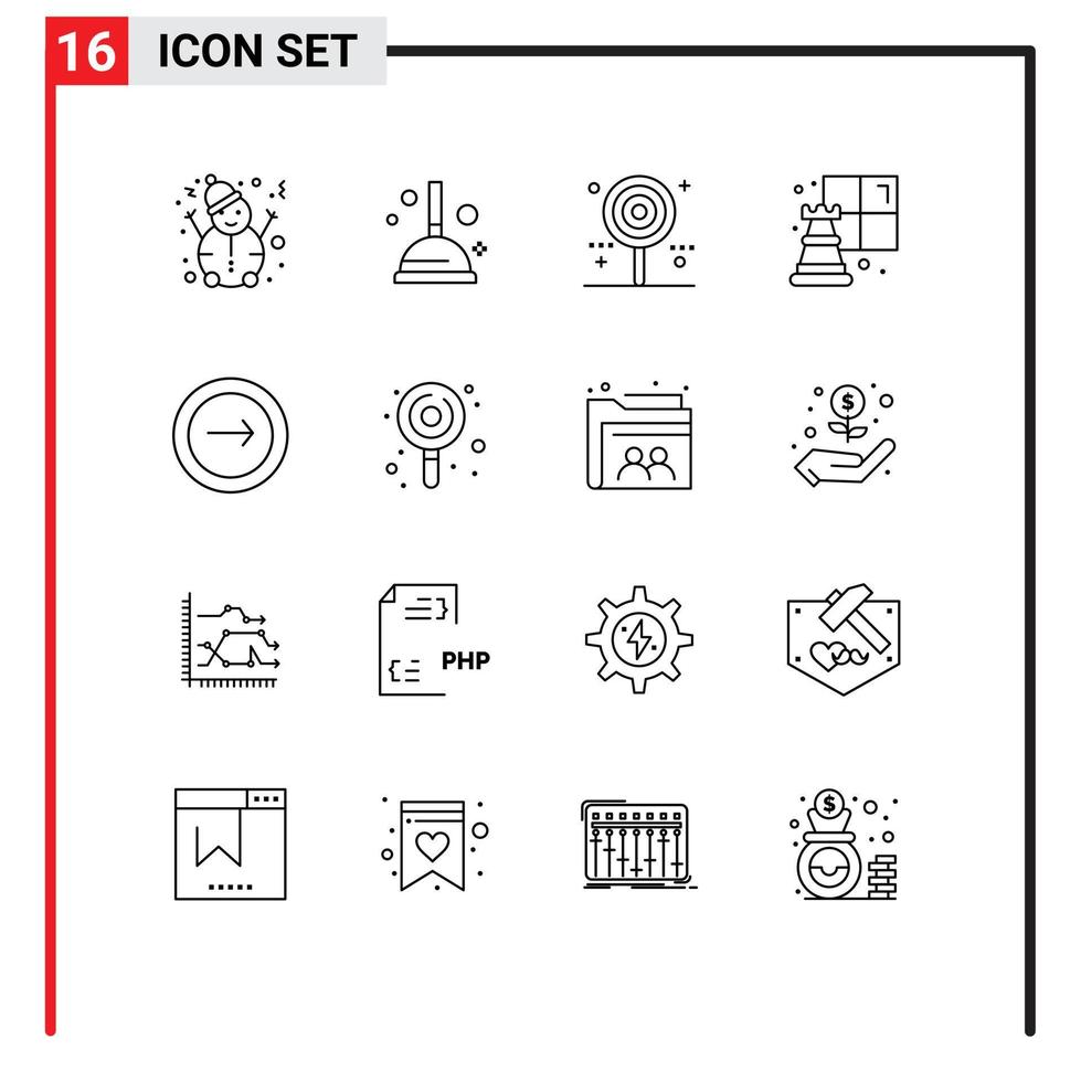 Set of 16 Modern UI Icons Symbols Signs for mobile basic holiday application game Editable Vector Design Elements