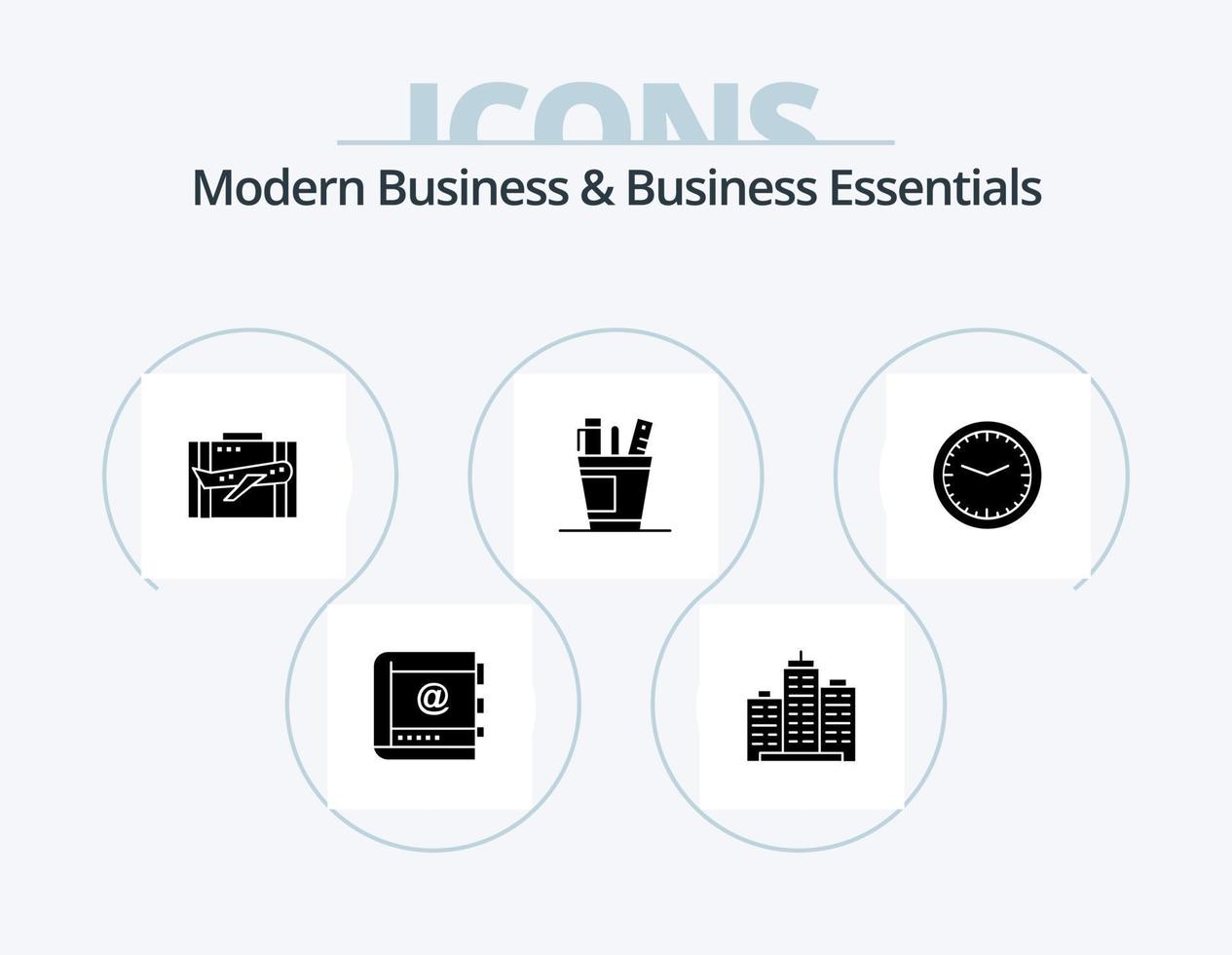 Modern Business And Business Essentials Glyph Icon Pack 5 Icon Design. case. baggage. architecture. travel. property vector