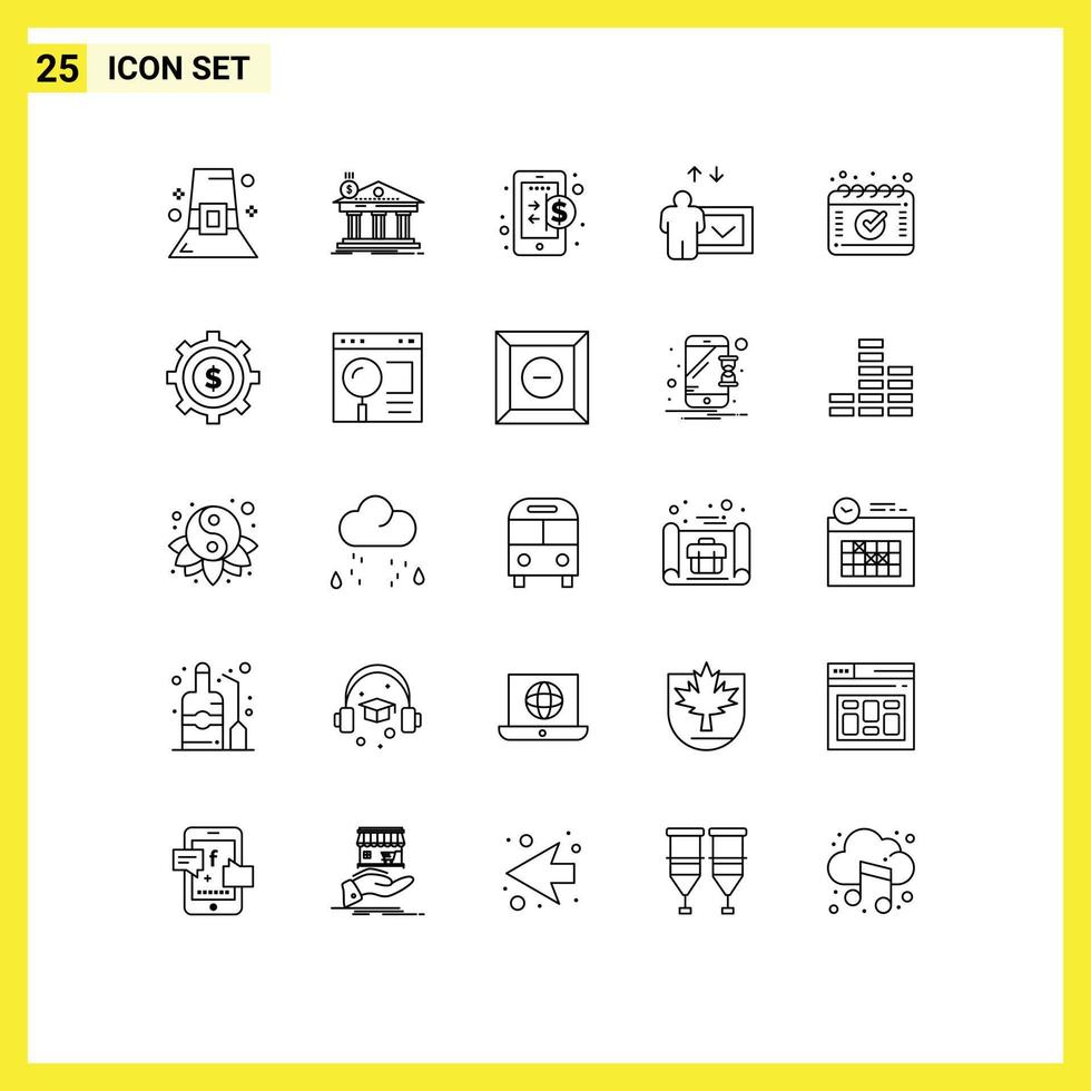 Set of 25 Vector Lines on Grid for calendar speech federal presentation internet Editable Vector Design Elements