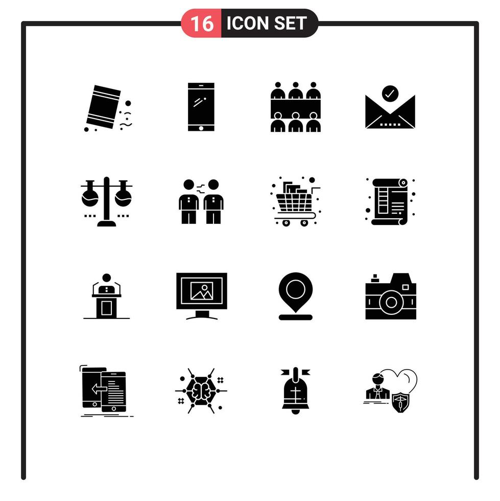 User Interface Pack of 16 Basic Solid Glyphs of laboratory select samsung letter check mark Editable Vector Design Elements