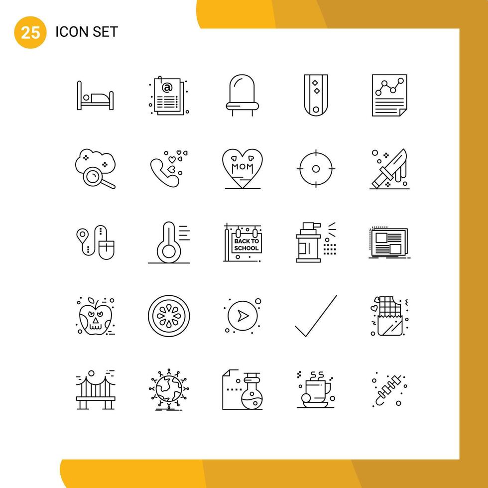 Universal Icon Symbols Group of 25 Modern Lines of letter data led striped military Editable Vector Design Elements
