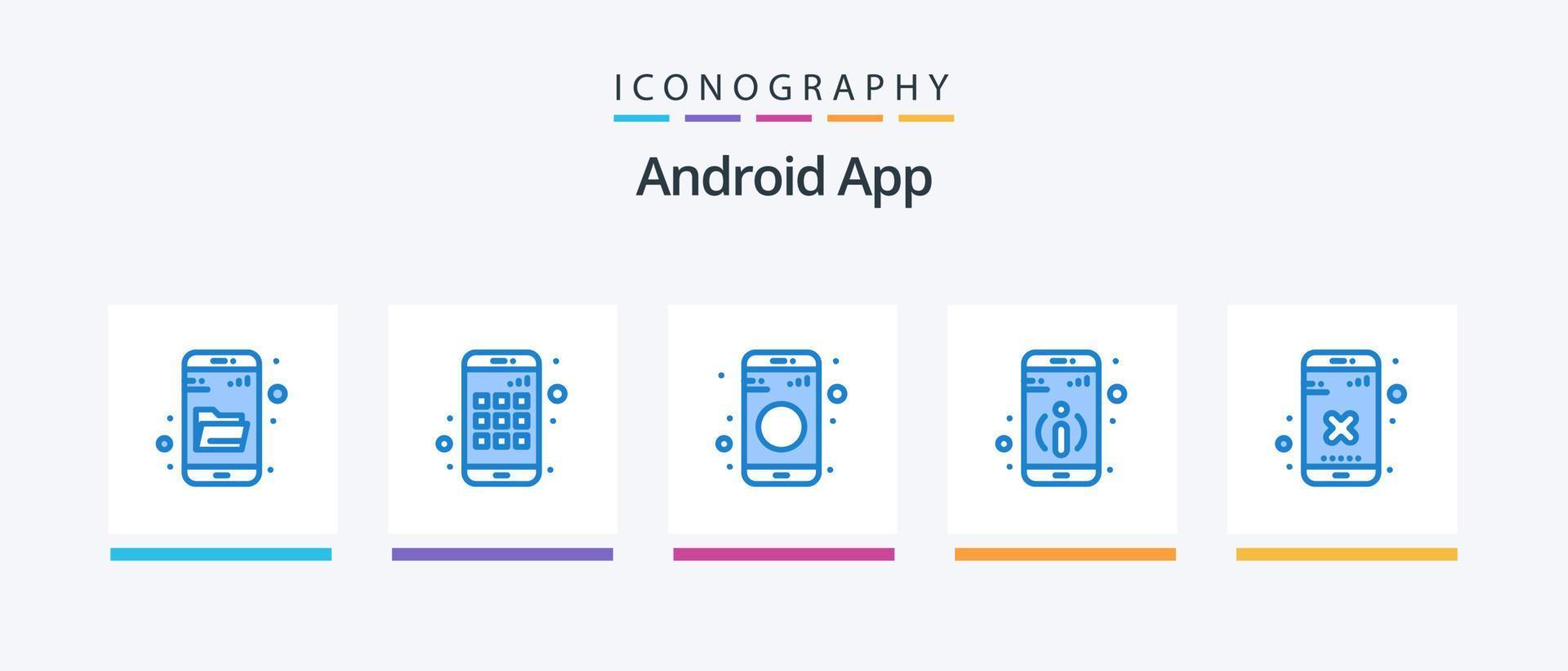 Android App Blue 5 Icon Pack Including app. cross. data. close. information. Creative Icons Design vector