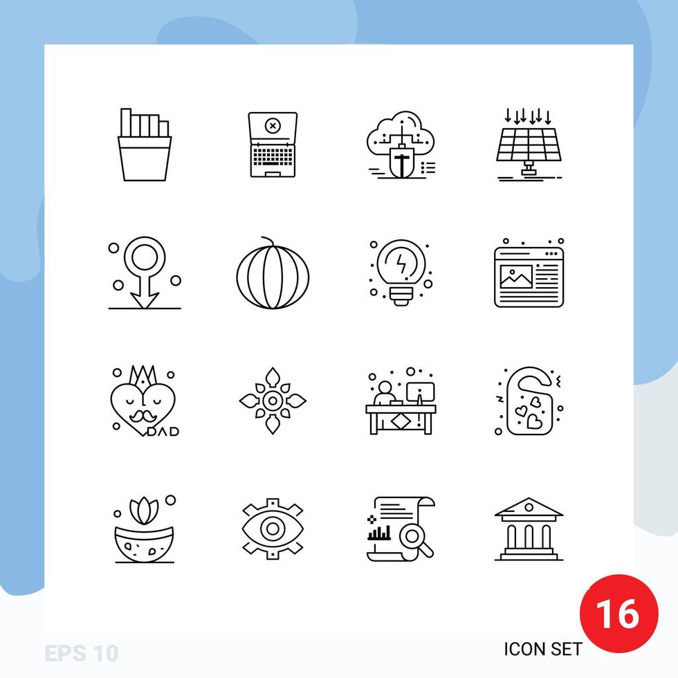 Editable Vector Line Pack of 16 Simple Outlines of healthcare biology online smart city energy Editable Vector Design Elements