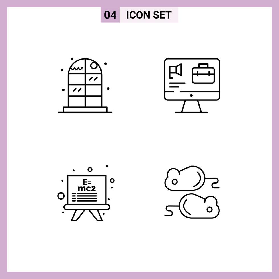 Stock Vector Icon Pack of 4 Line Signs and Symbols for home formula computer job testng Editable Vector Design Elements