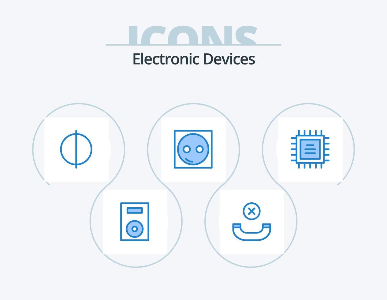 dispositivos blue icon pack 5 diseño de iconos. conjunto de chips hardware. suavizado equipo. eléctrico vector