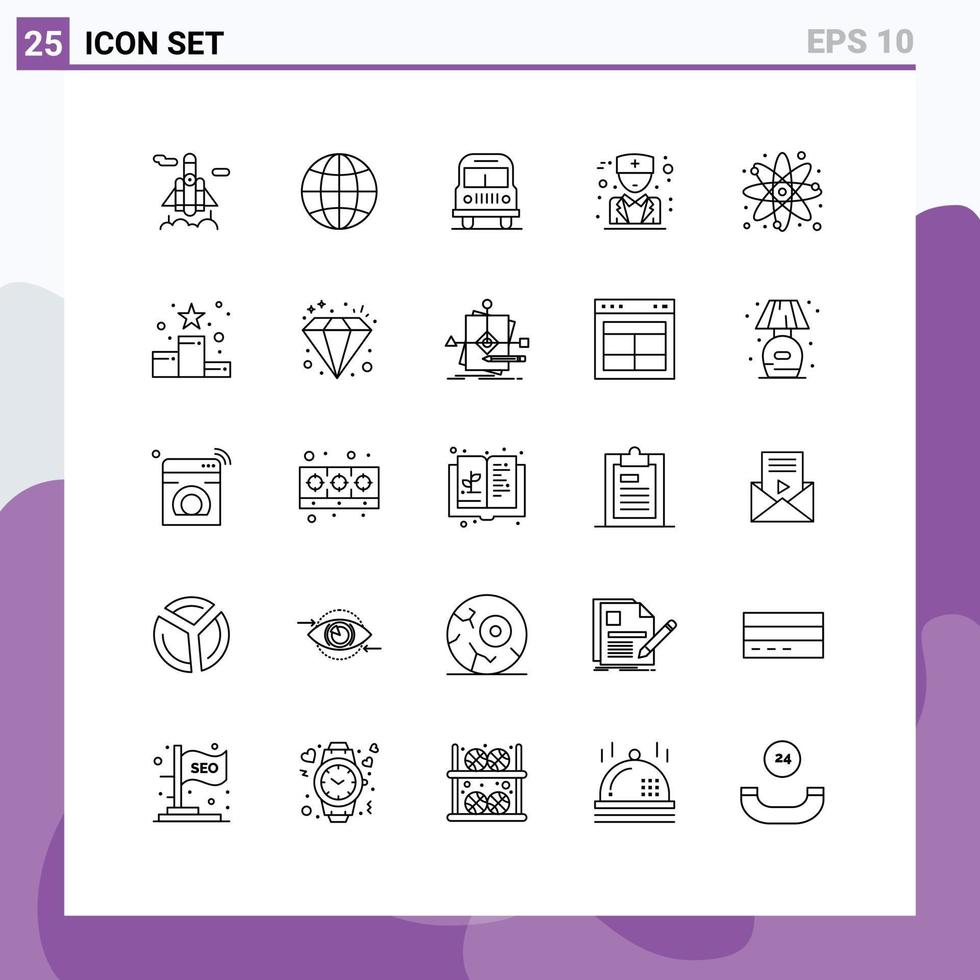 Universal Icon Symbols Group of 25 Modern Lines of achievement study camping science chemical Editable Vector Design Elements