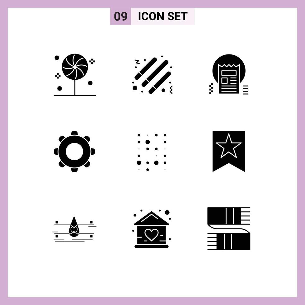Group of 9 Solid Glyphs Signs and Symbols for navigation interface document basic web Editable Vector Design Elements