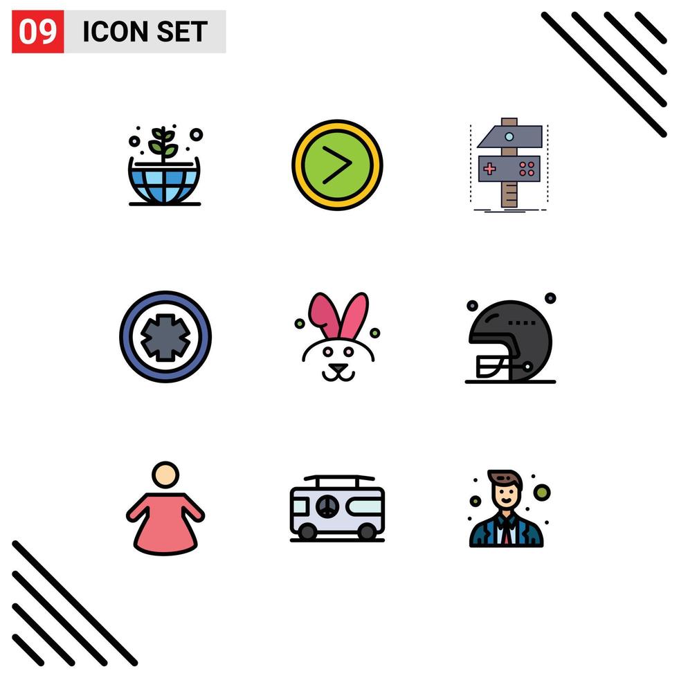 9 User Interface Filledline Flat Color Pack of modern Signs and Symbols of easter test craft sign medical Editable Vector Design Elements