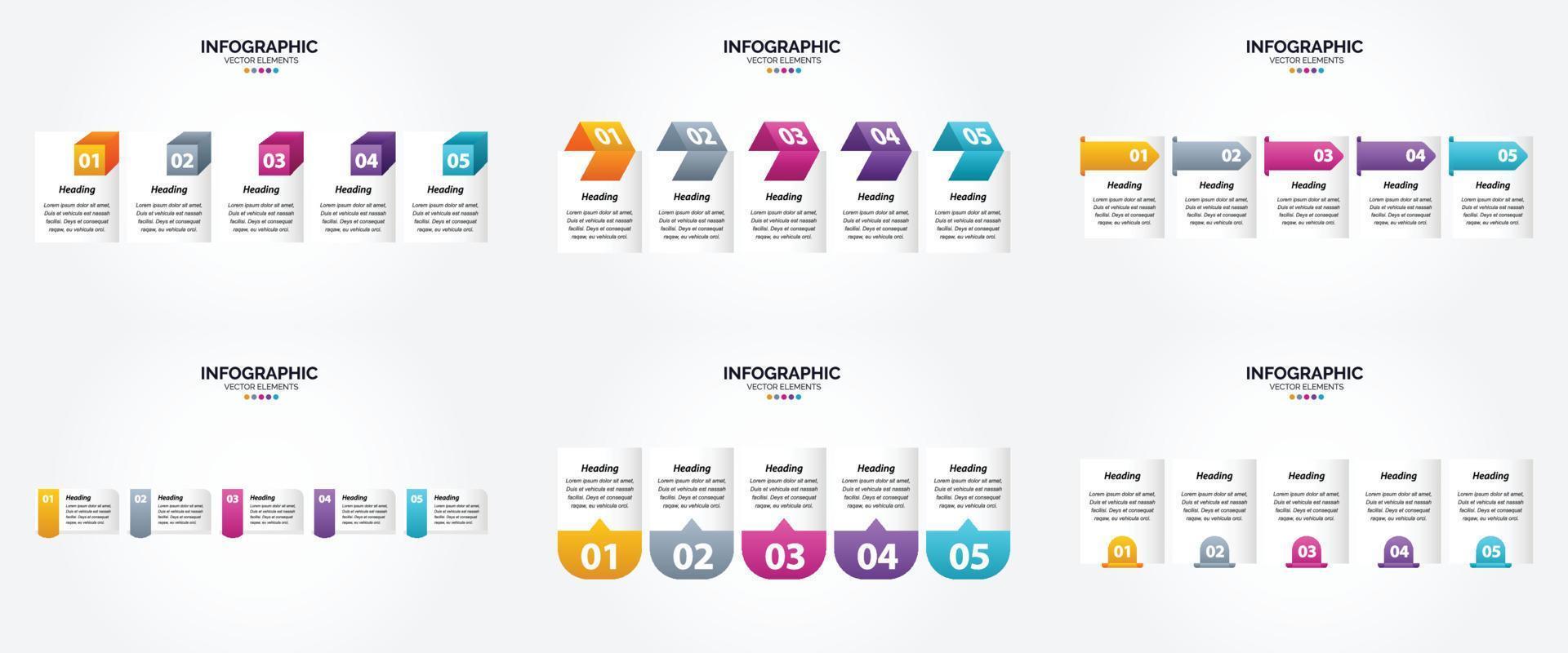 ilustración vectorial infografía conjunto de diseño plano para folleto publicitario y revista vector