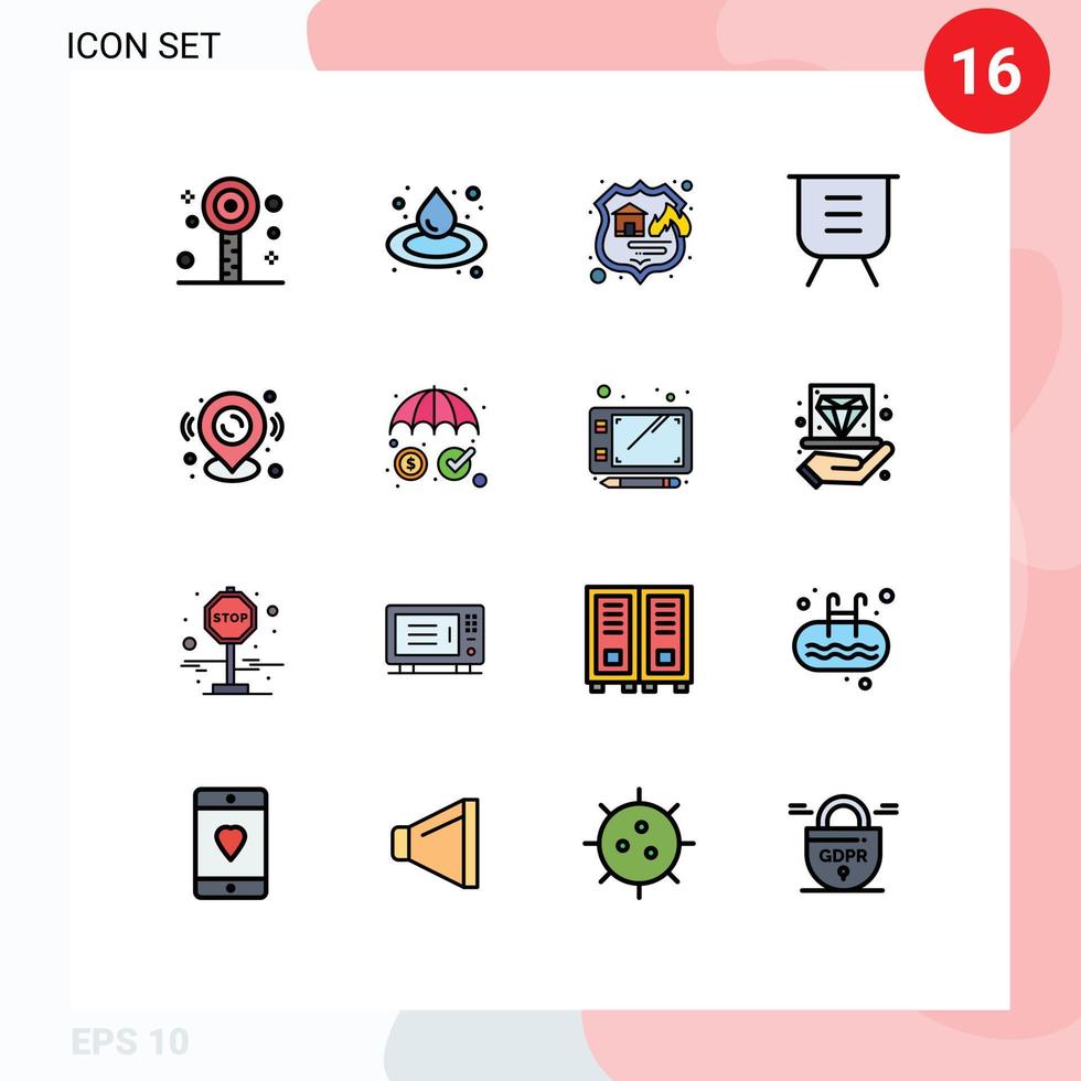 Universal Icon Symbols Group of 16 Modern Flat Color Filled Lines of map remove hosting performance delete Editable Creative Vector Design Elements