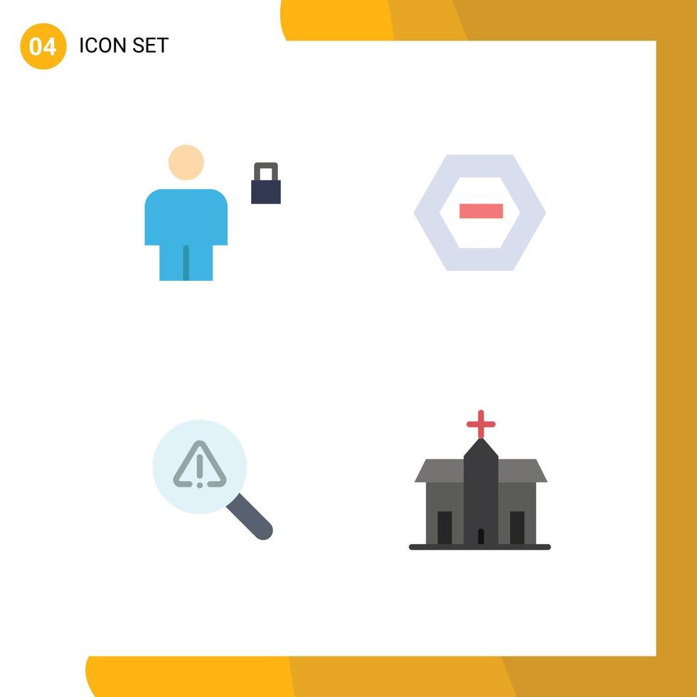 4 Flat Icon concept for Websites Mobile and Apps avatar find locked negative view Editable Vector Design Elements