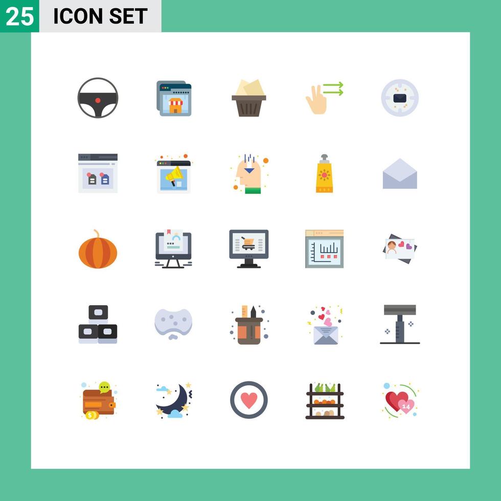 Pack of 25 Modern Flat Colors Signs and Symbols for Web Print Media such as archive message mail finance right Editable Vector Design Elements