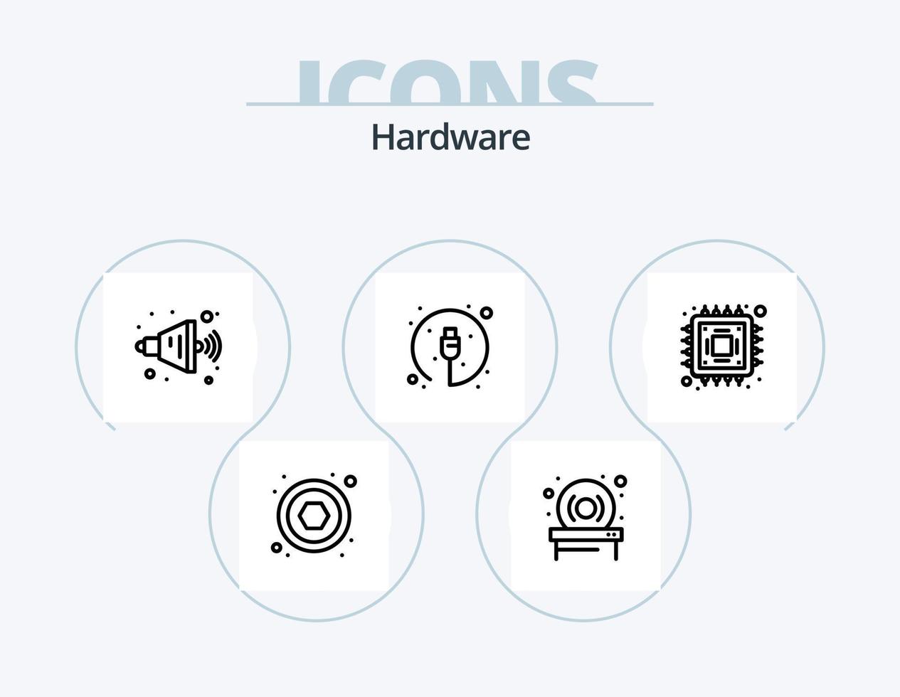 Hardware Line Icon Pack 5 Icon Design. . screw. socket. hexahedron. tv vector