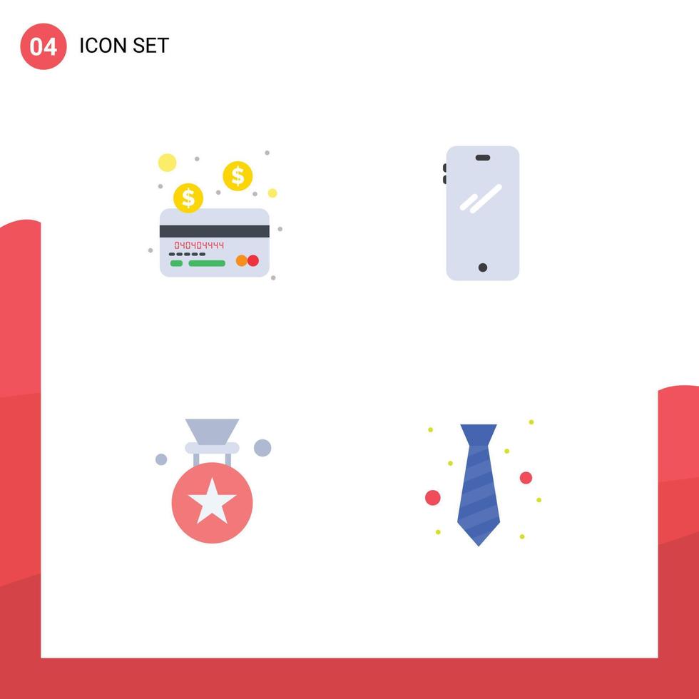 User Interface Pack of 4 Basic Flat Icons of card award phone android price Editable Vector Design Elements