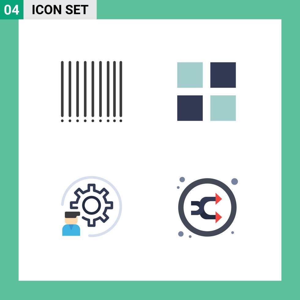 grupo de 4 iconos planos signos y símbolos para el diseño del programador de código de barras desarrollar elementos de diseño de vectores editables mixtos