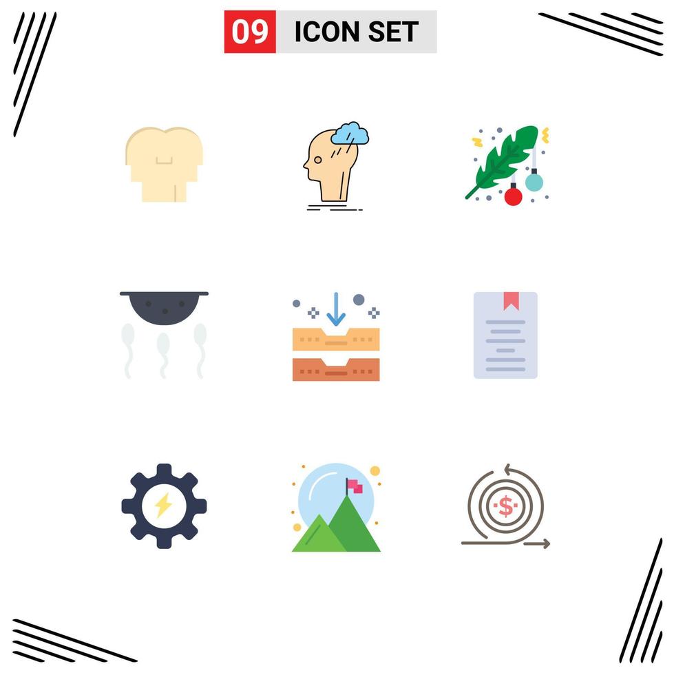 Mobile Interface Flat Color Set of 9 Pictograms of laboratory biology thinking biochemistry dot Editable Vector Design Elements