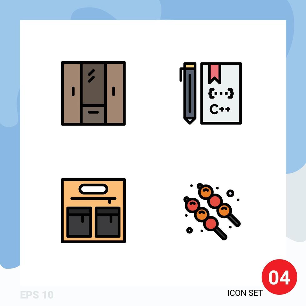 4 Universal Filledline Flat Colors Set for Web and Mobile Applications closet development interior code fashion Editable Vector Design Elements