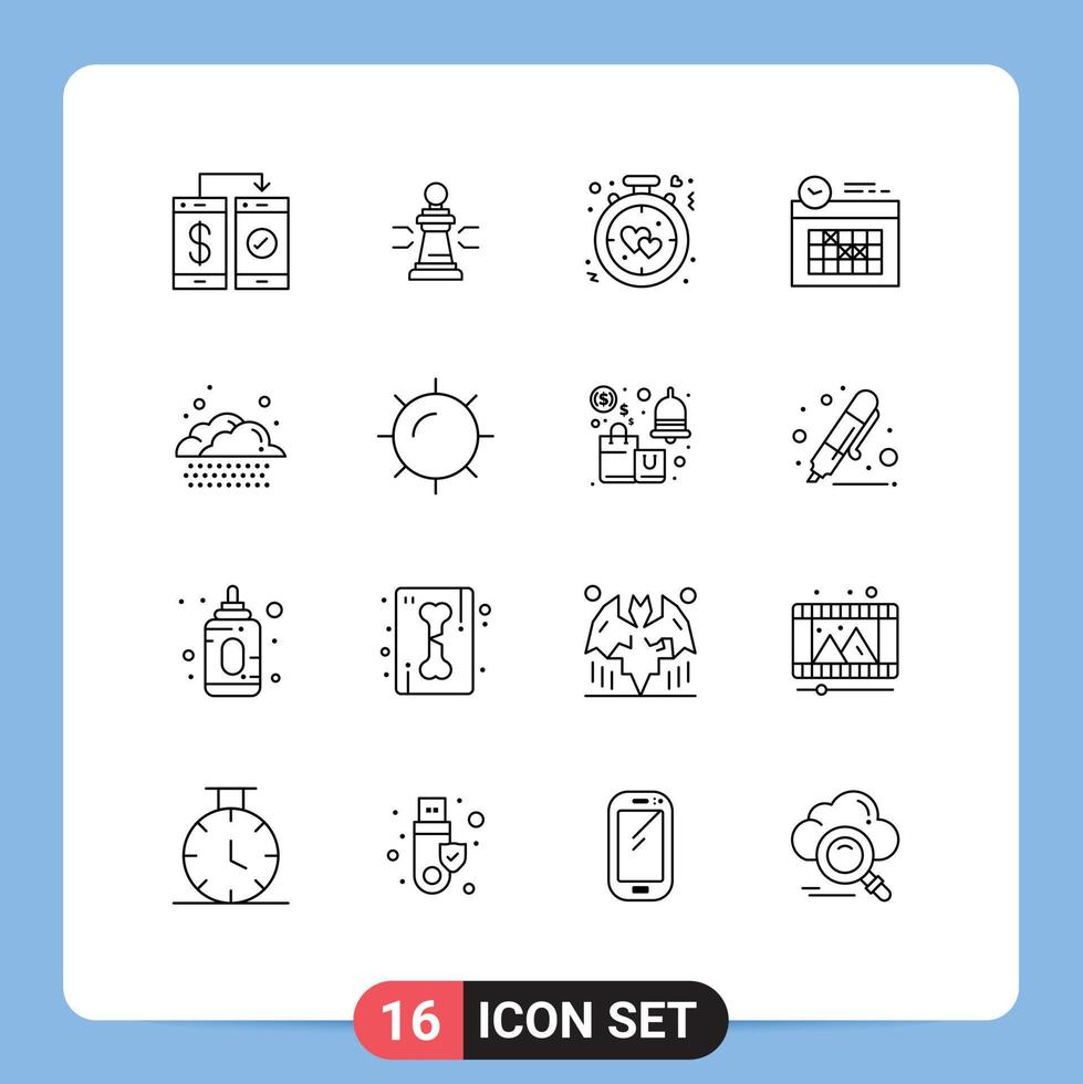 16 Thematic Vector Outlines and Editable Symbols of calendar love figures alarm clock Editable Vector Design Elements