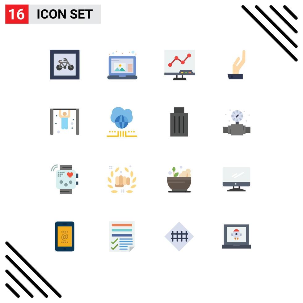 16 iconos creativos signos y símbolos modernos de competencia de anillos analíticos compartir limosnas paquete editable de elementos de diseño de vectores creativos