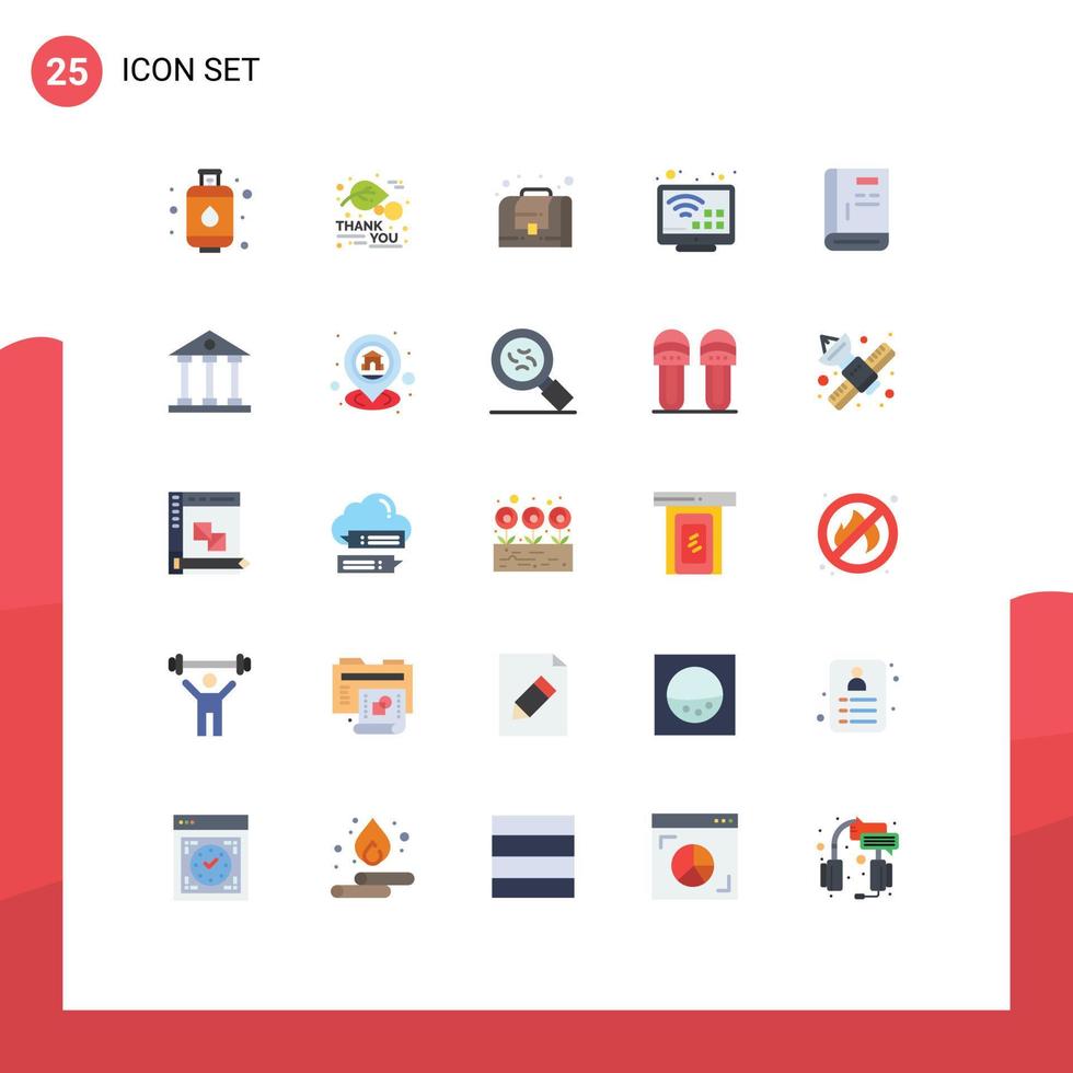 Mobile Interface Flat Color Set of 25 Pictograms of help contact management book smart Editable Vector Design Elements
