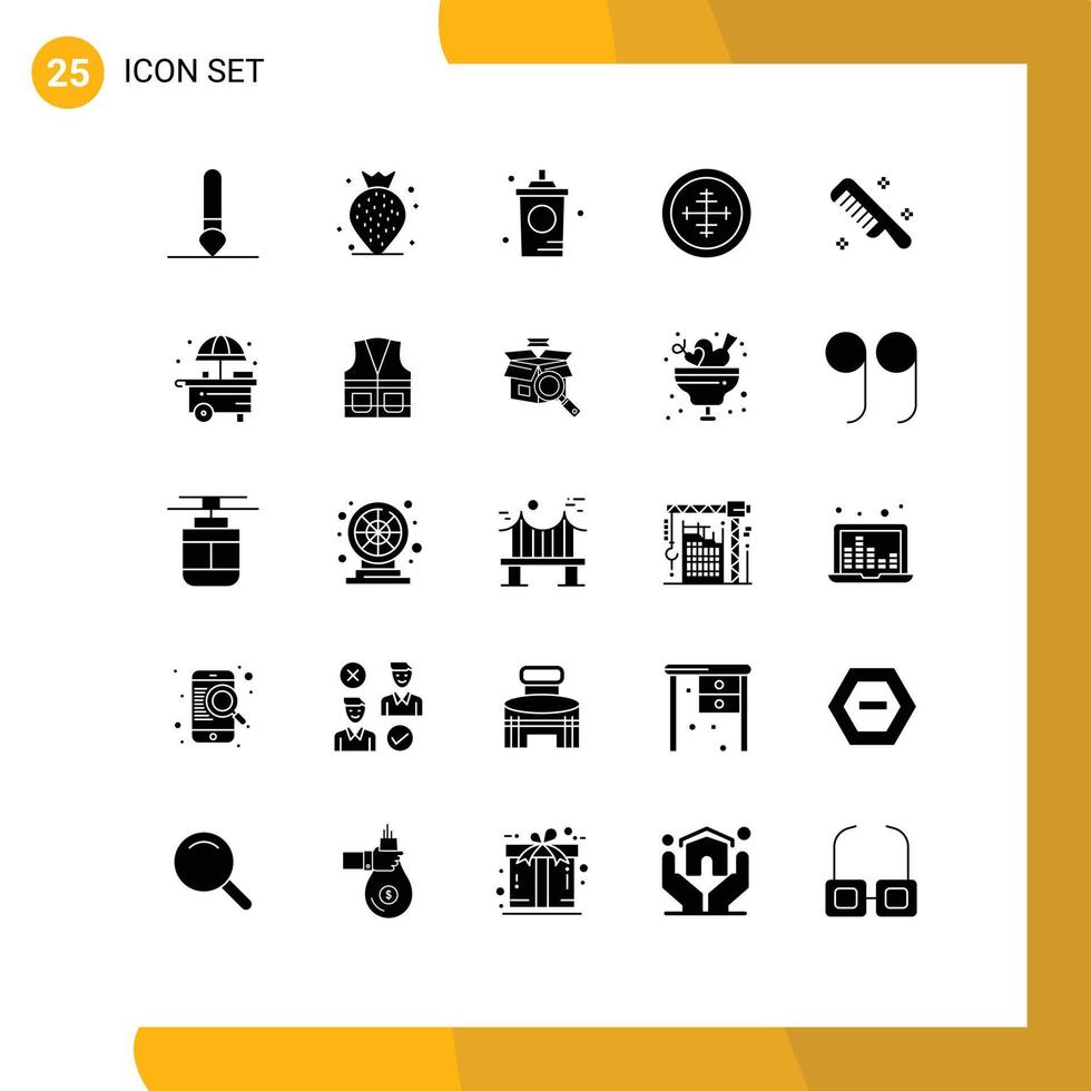 Stock Vector Icon Pack of 25 Line Signs and Symbols for comb target food soldier badge Editable Vector Design Elements