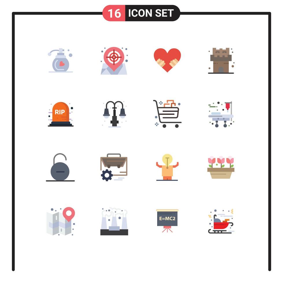 paquete de iconos de vector de stock de 16 signos de línea y símbolos para la vida lápida amor rasgar arena paquete editable de elementos creativos de diseño de vectores