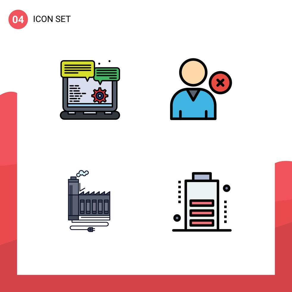 4 Thematic Vector Filledline Flat Colors and Editable Symbols of browser energy option user manufacturing Editable Vector Design Elements