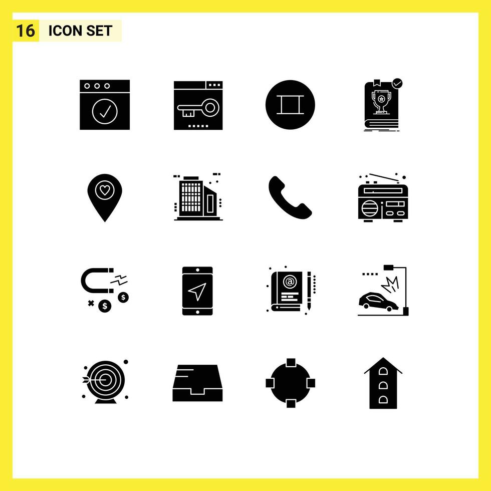 16 Universal Solid Glyph Signs Symbols of location rules ancient rule dominion Editable Vector Design Elements