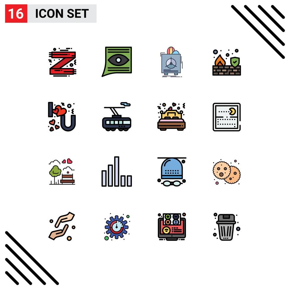 16 Creative Icons Modern Signs and Symbols of security fire email health product Editable Creative Vector Design Elements