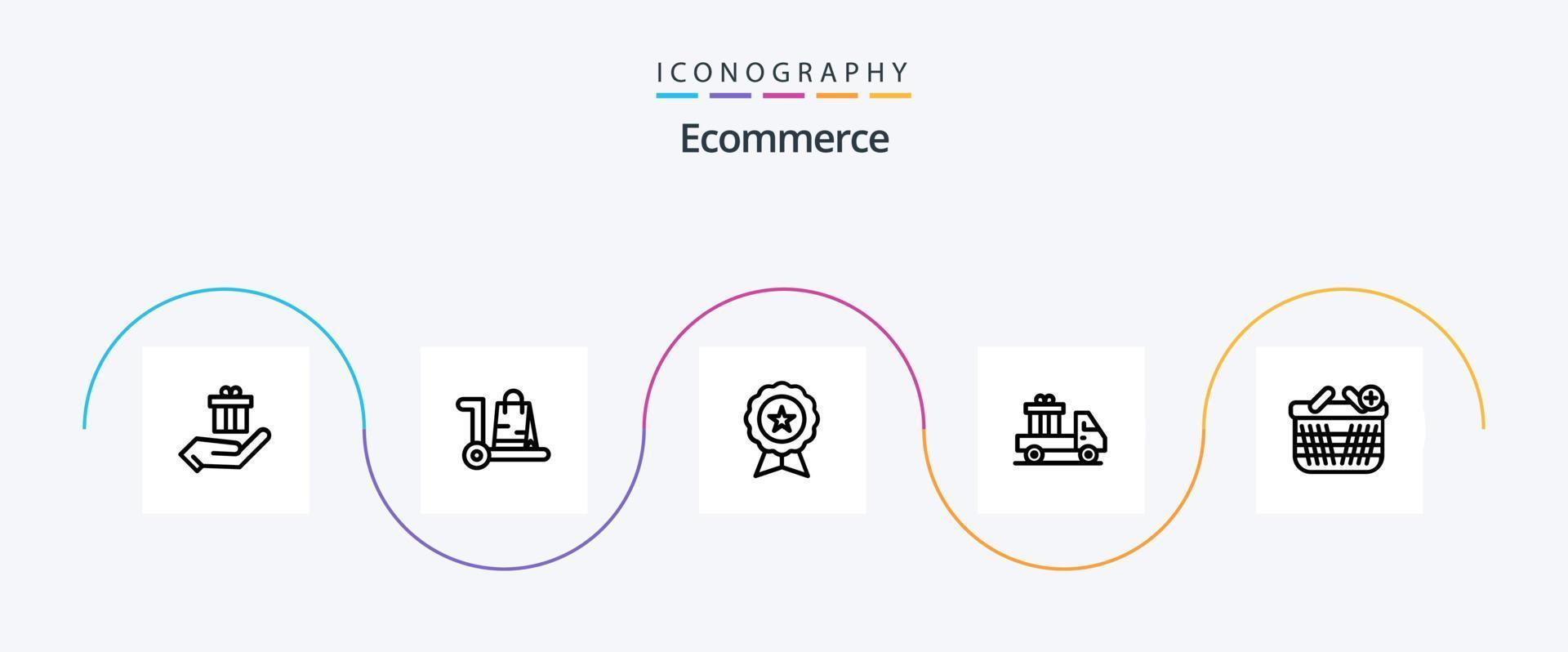 Ecommerce Line 5 Icon Pack Including truck. ecommerce. cart. delivery. guarantee vector