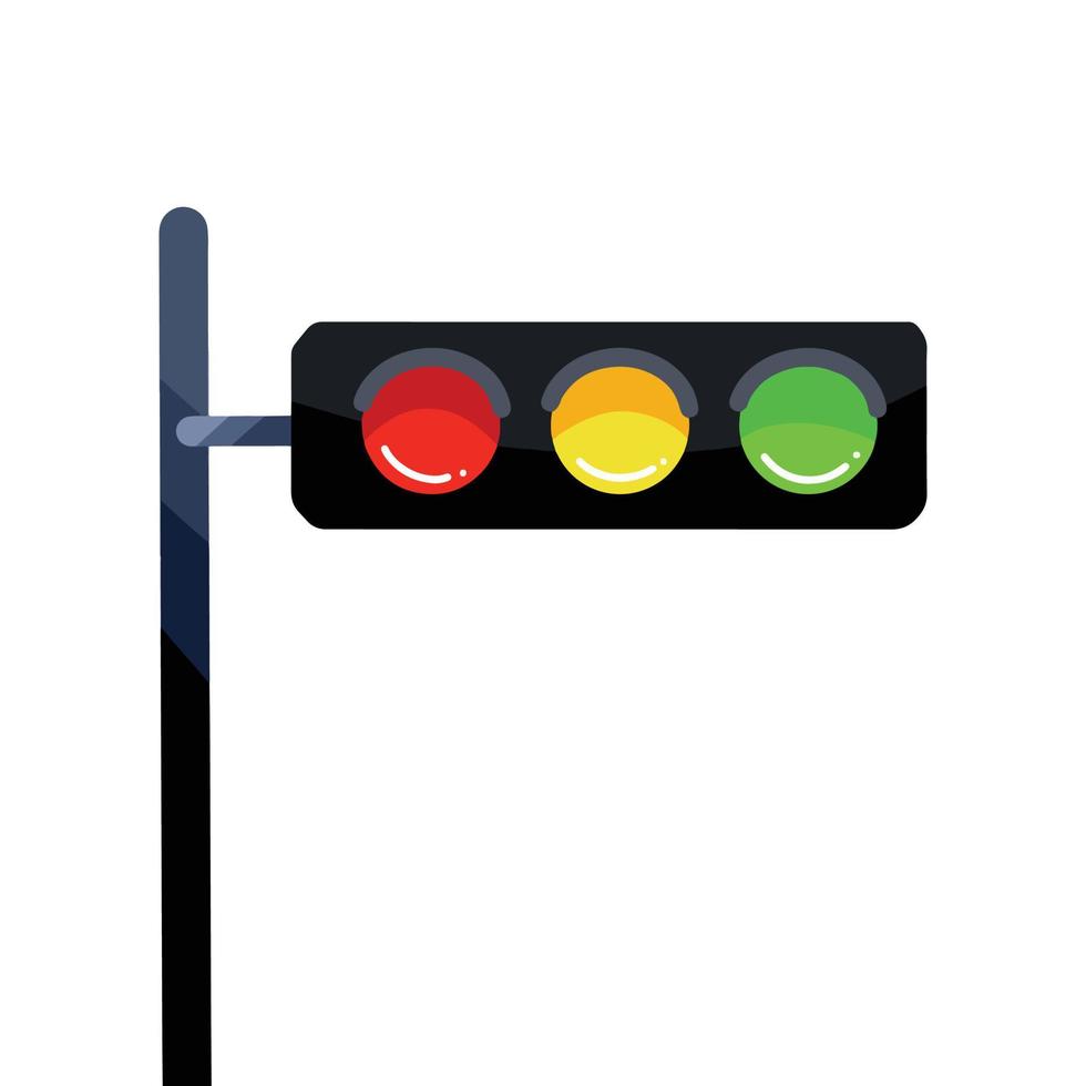 Traffic colored light with plain white background. Simple cartoon flat colored art style isolated with transportation object element. vector