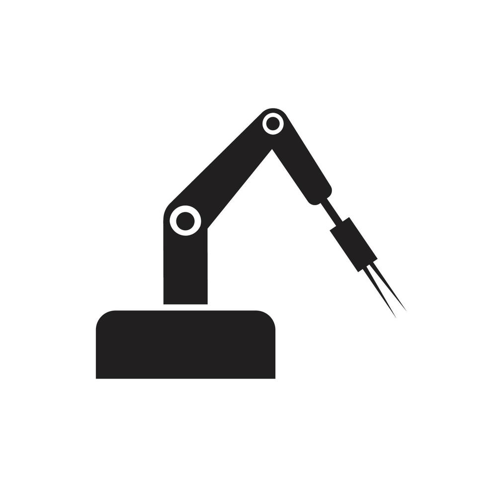 Industrial mechanical robot arm vector icons